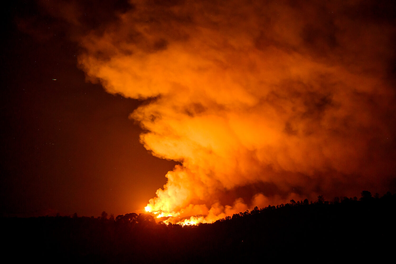 The Gann Fire burns along a hillside near Copperopolis on Tuesday, Aug. 4, 2026, in Calaveras Count...