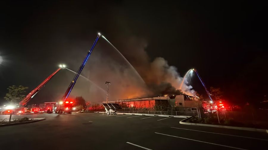 kent warehouse fire firefighters...
