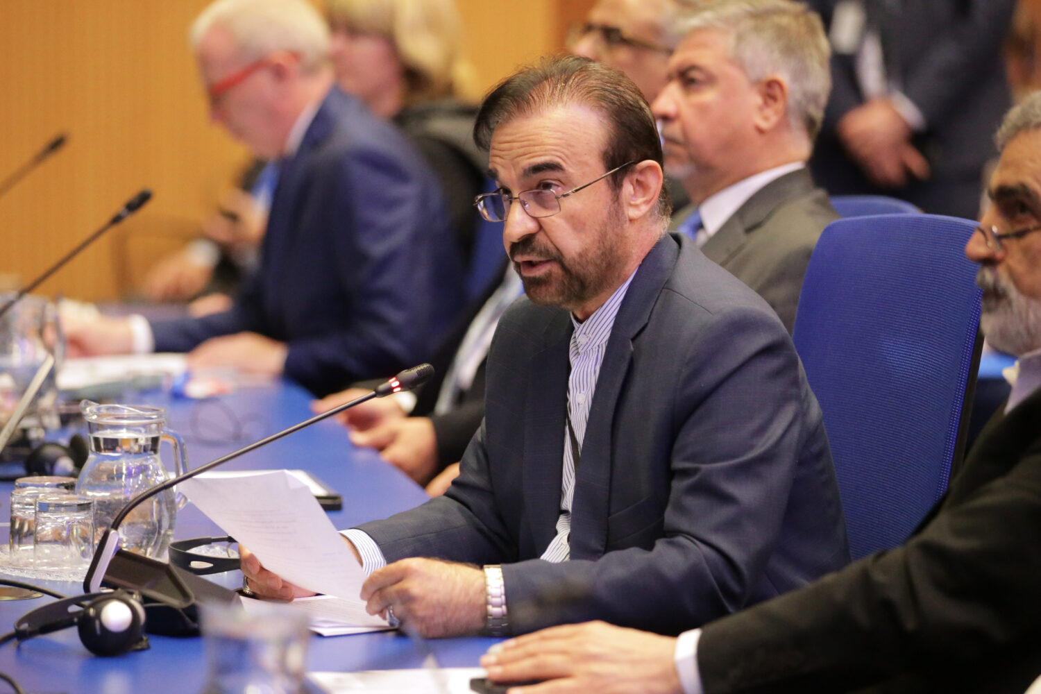 Reza Najafi, Iran's IAEA ambassador, speaks during the annual General Conference of the Internation...