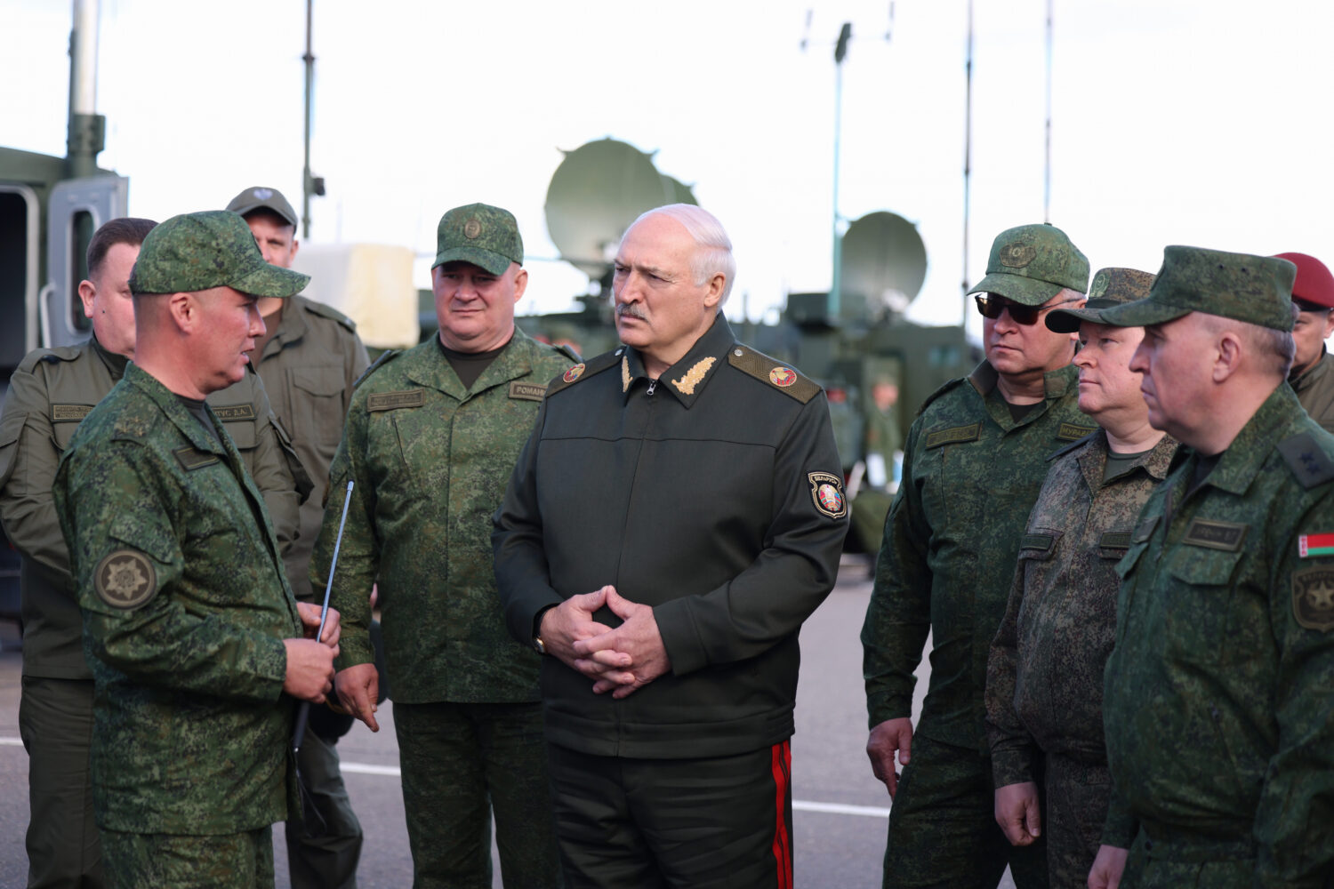 In this photo, released by Belarusian Presidential Press Service, Belarusian President Alexander Lu...
