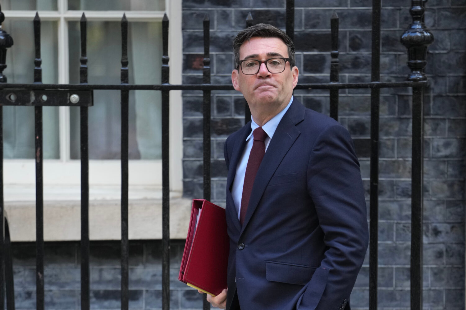 Britain's Prime Minister Andy Burnham leaves 10 Downing Street to attend the weekly Prime Ministers...