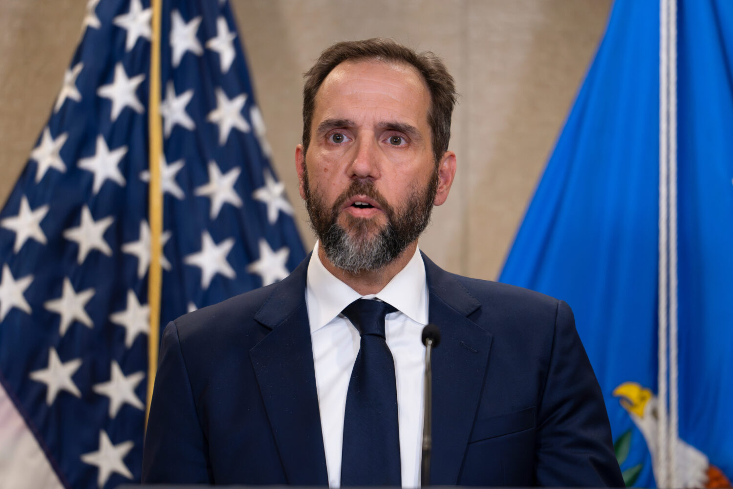 FILE - Special counsel Jack Smith speaks to the media about an indictment of former President Donal...