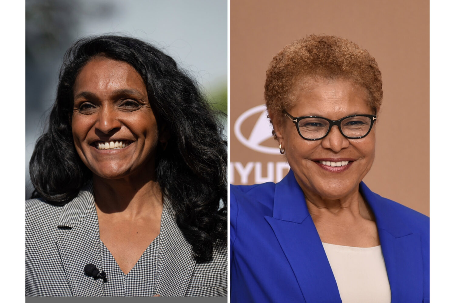 FILE - This photo combo shows from left, Nithya Raman, a candidate in the Los Angeles mayoral race ...