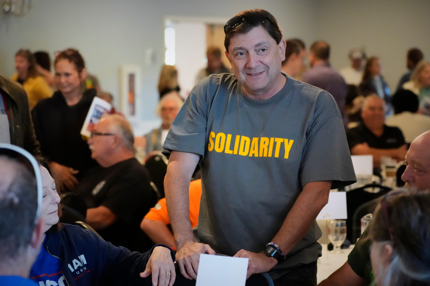 Troy Jackson, Democratic candidate for U.S. Senate, speaks to attendees at the Southern Maine Labor...