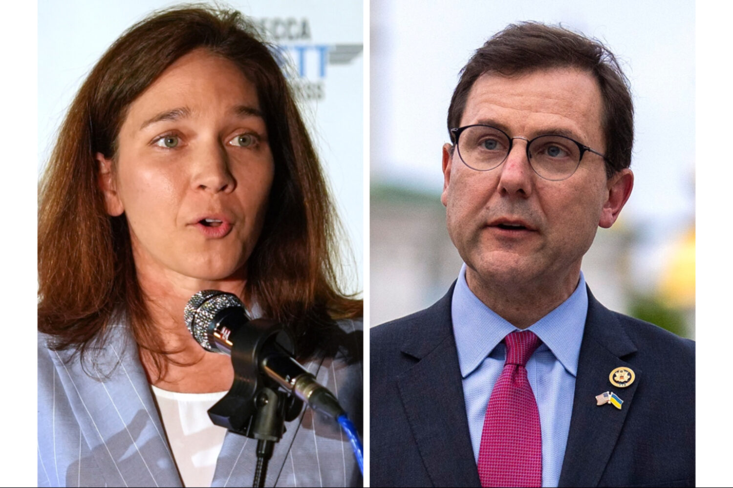 This combination photo shows Rebecca Bennett, a Democrat candidate for New Jersey's 7th Congression...