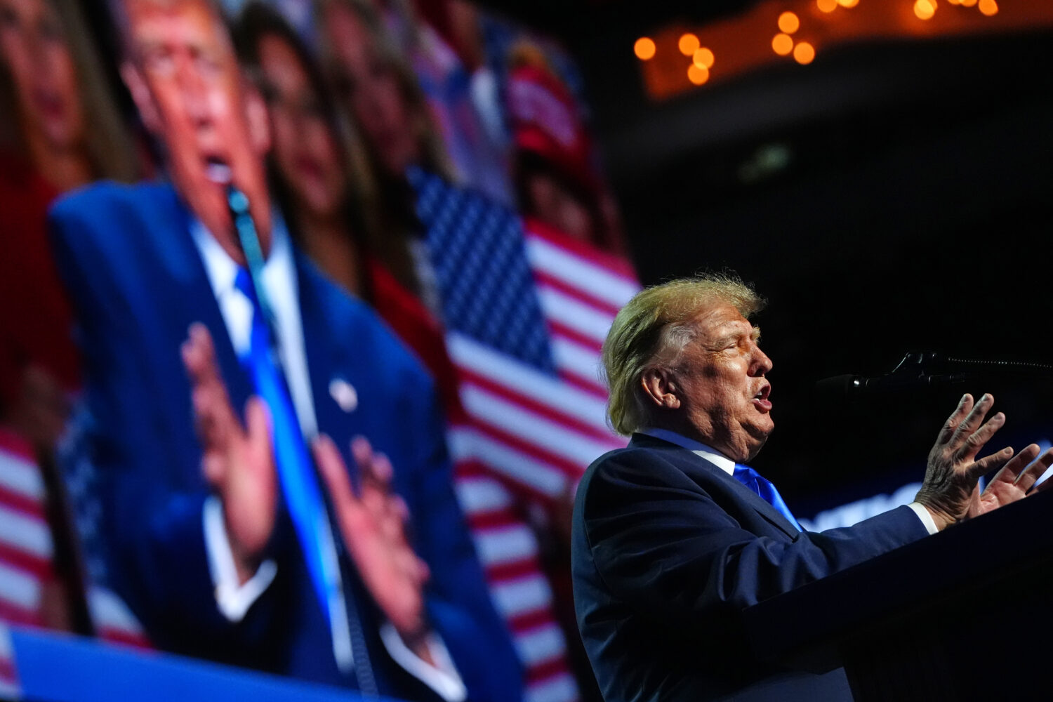 President Donald Trump speaks at the Republican convention, Wednesday, Sept. 9, 2026, in Dallas. (A...