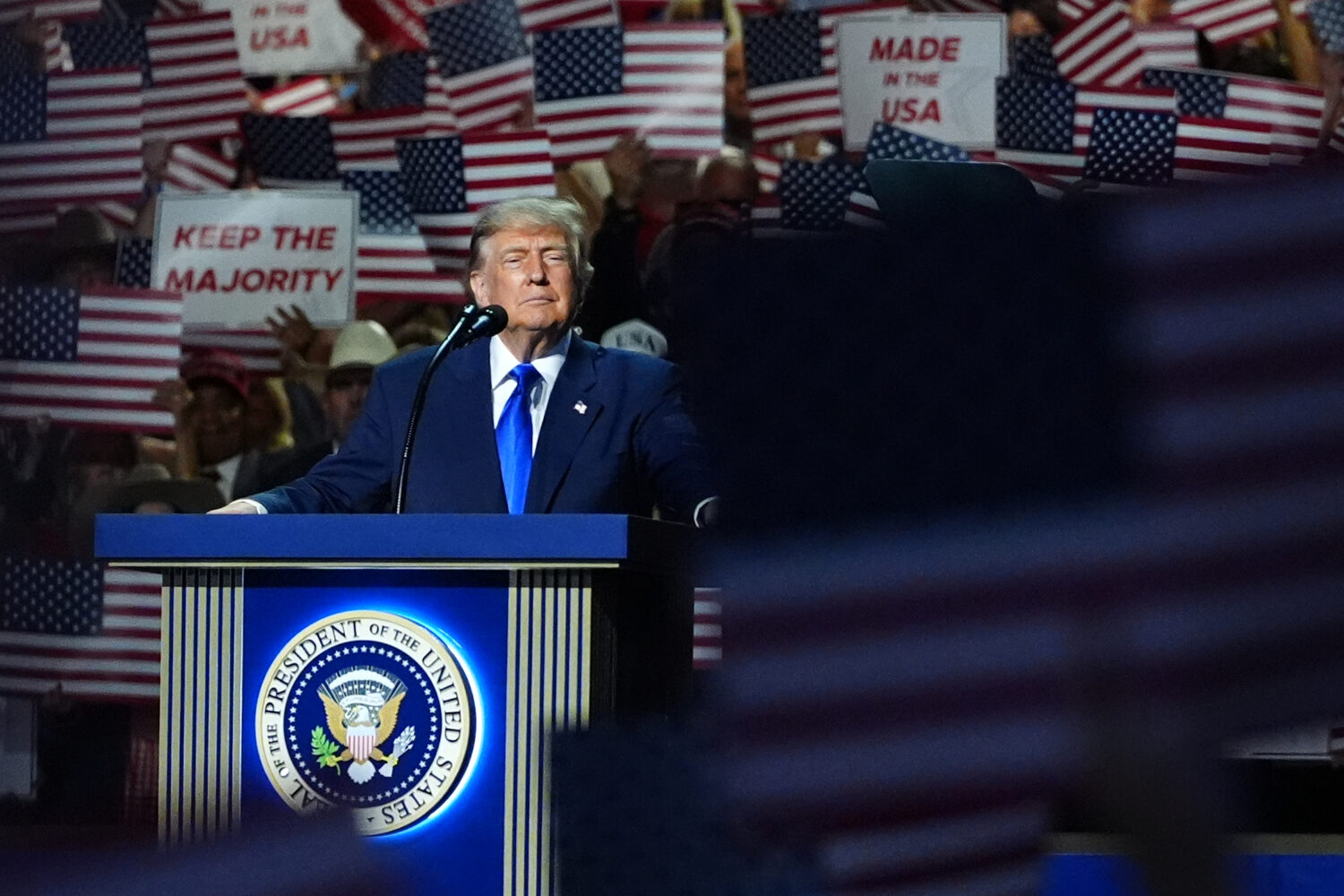 President Donald Trump speaks at the Republican convention, Wednesday, Sept. 9, 2026, in Dallas. (A...