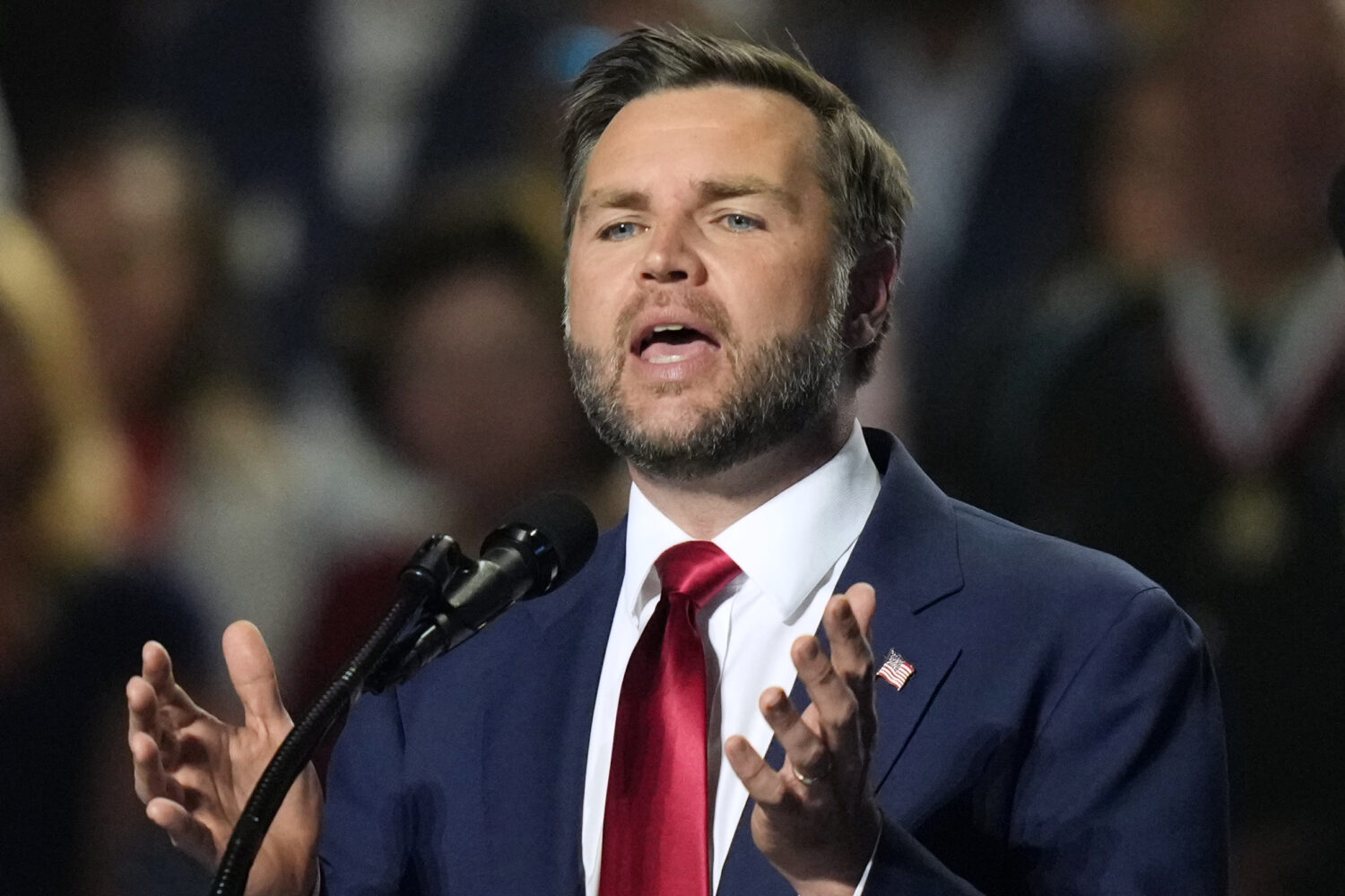 Vice President JD Vance speaks at the Republican convention Thursday, Sept. 10, 2026, in Dallas. (A...