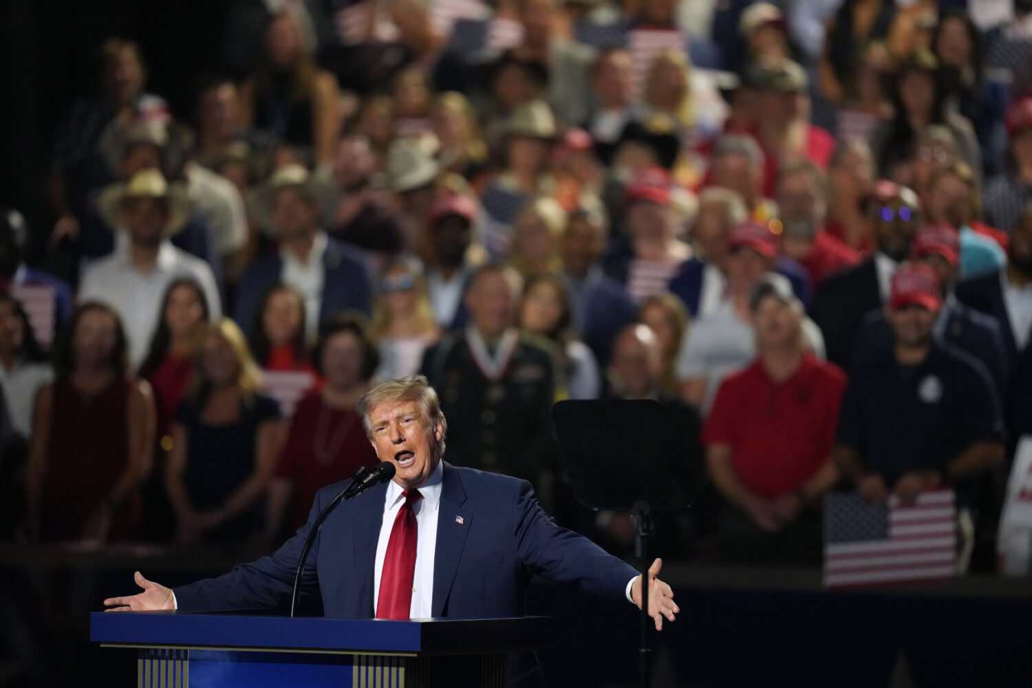 President Donald Trump speaks at the Republican convention Thursday, Sept. 10, 2026, in Dallas. (AP...
