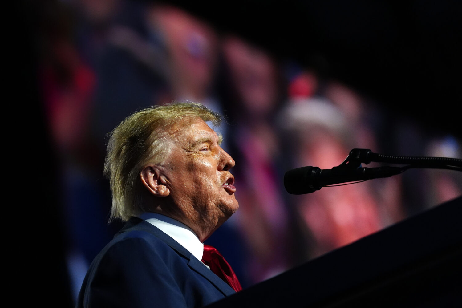 President Donald Trump speaks at the Republican convention, Thursday, Sept. 10, 2026, in Dallas. (A...