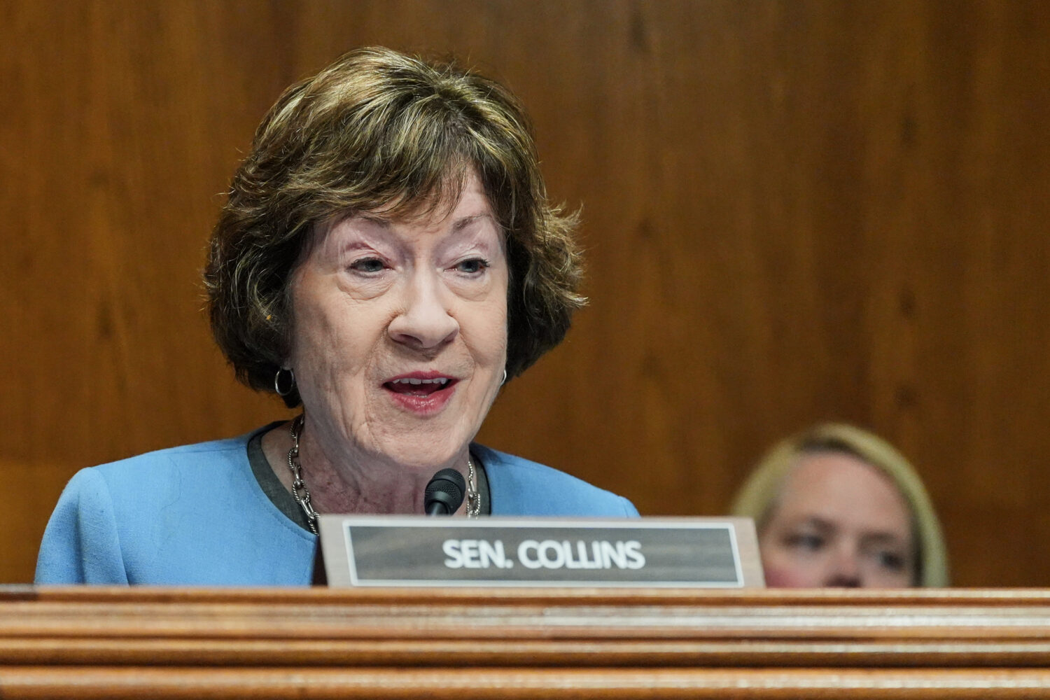 Sen. Susan Collins, R-Maine, questions Dr. Heidi Overton during her nomination hearing to become th...