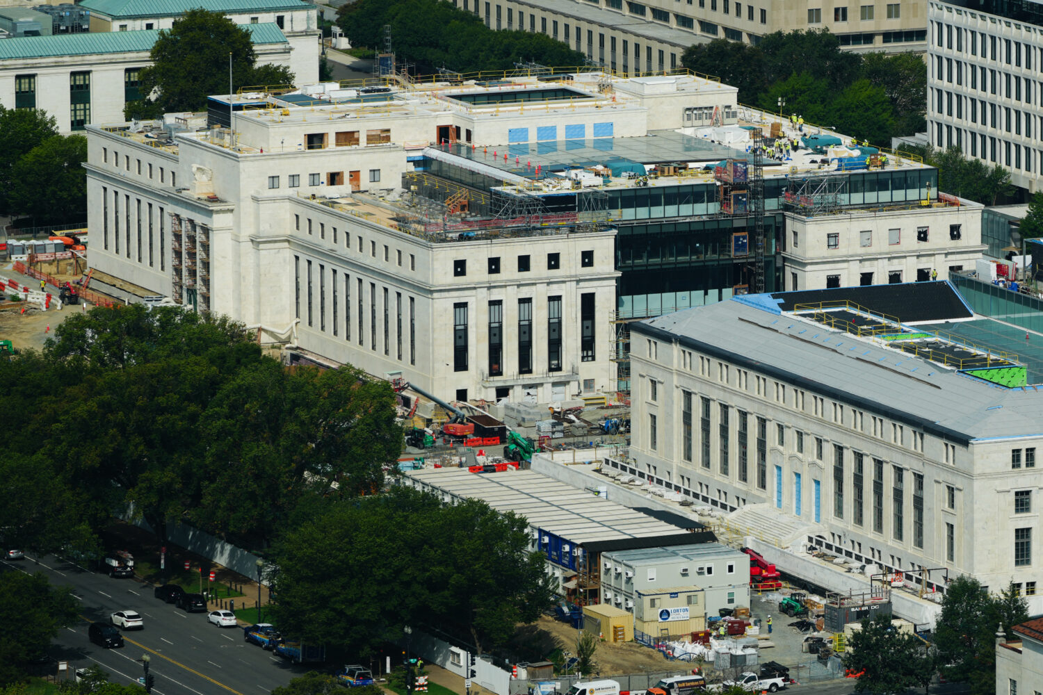 The Federal Reserve is seen from the Washington Monument, Tuesday, Sept. 1, 2026, in Washington. (A...