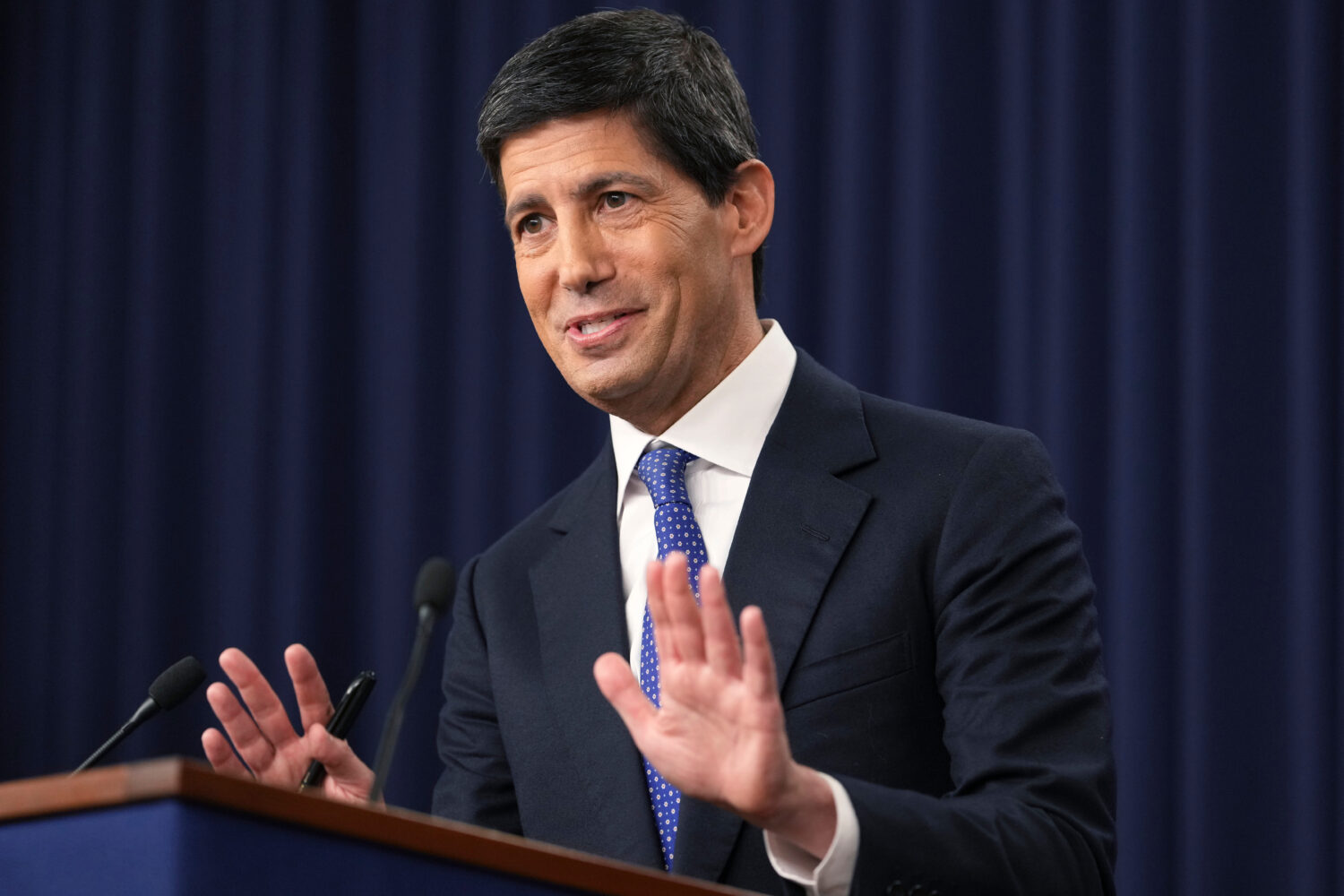 Federal Reserve Board Chairman Kevin Warsh speaks during a news conference at the Federal Reserve i...
