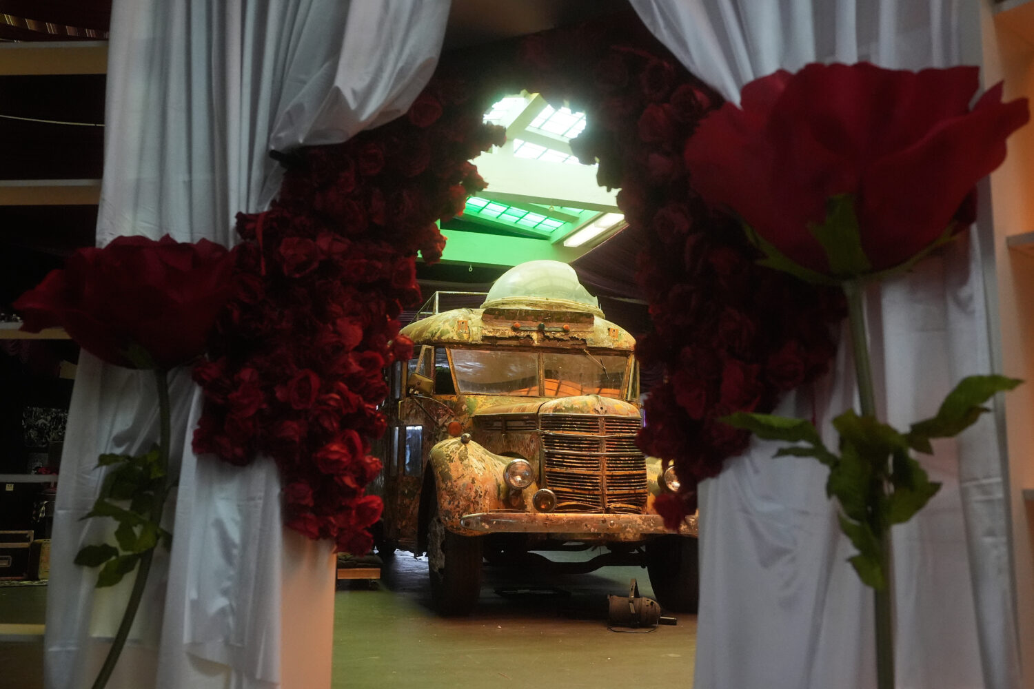 Ken Kesey's psychedelic bus "Furthur" is displayed at the Forever Grateful exhibit presented by the...