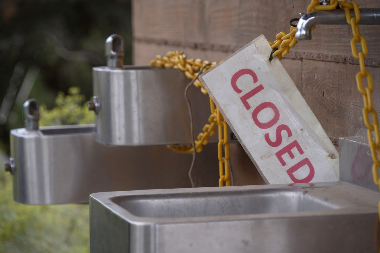 A sign is seen as officials at Grand Canyon National Park in northern Arizona have closed off acces...