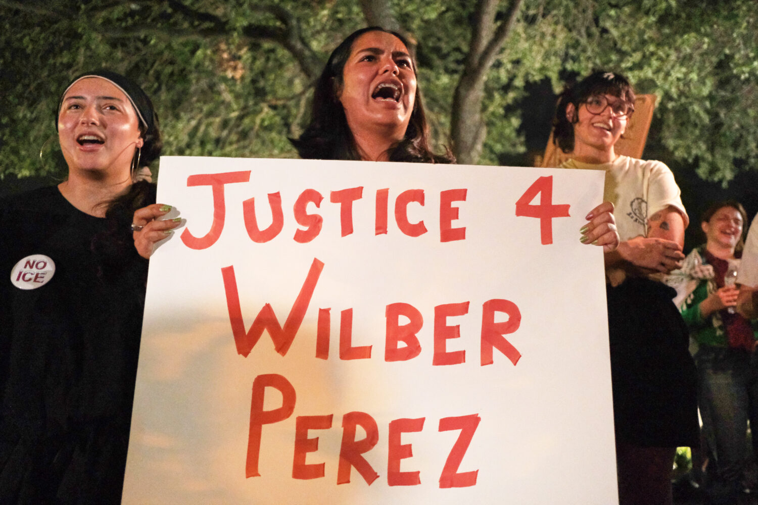 Demonstrators gather in response to the shooting of Wilber Rafael Garces Perez, a Venezuelan man wh...