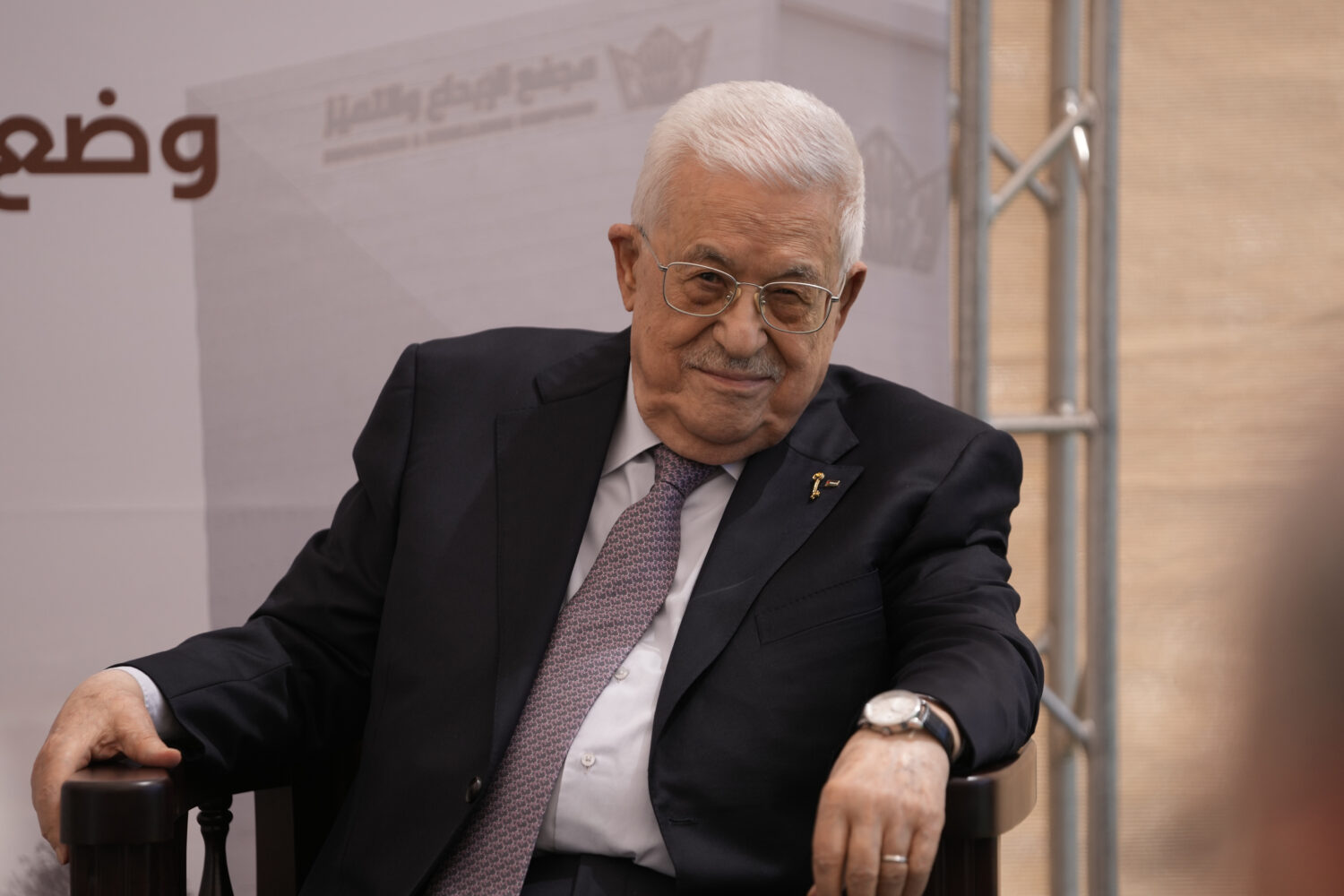 Palestinian President Mahmoud Abbas attends the inauguration ceremony of the Innovation and Excelle...
