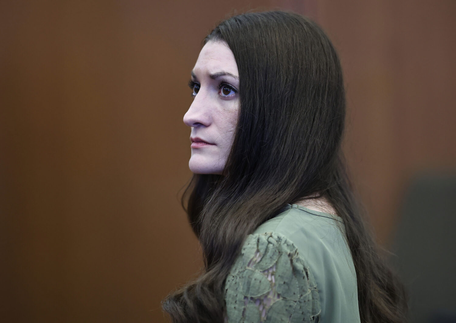 Defendant Lindsay Clancy looks at the jury after Judge William Sullivan declared a mistrial in Clan...