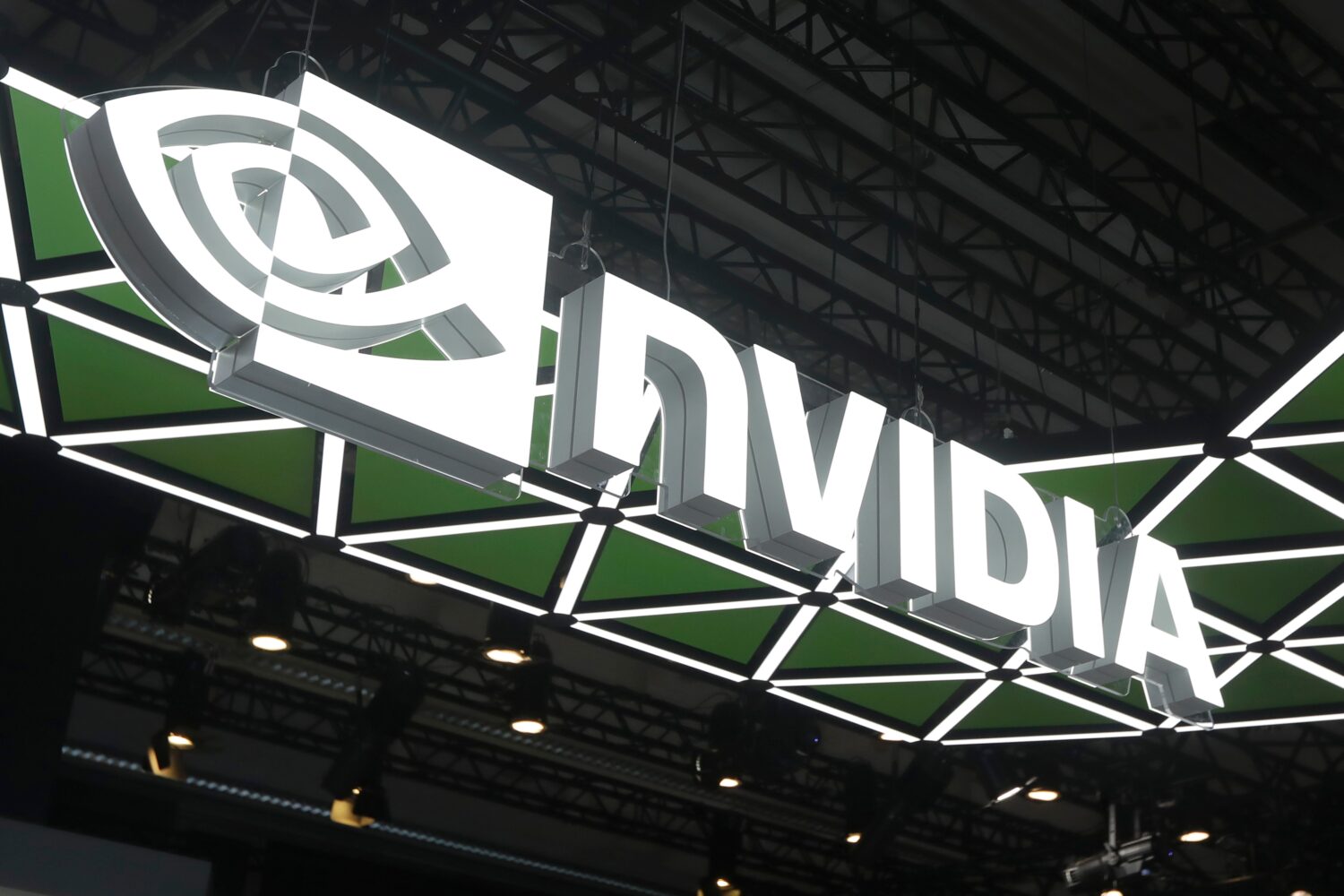 FILE - A logo of Nvidia is displayed at at the Computex Taipei exhibition, one of the world's large...