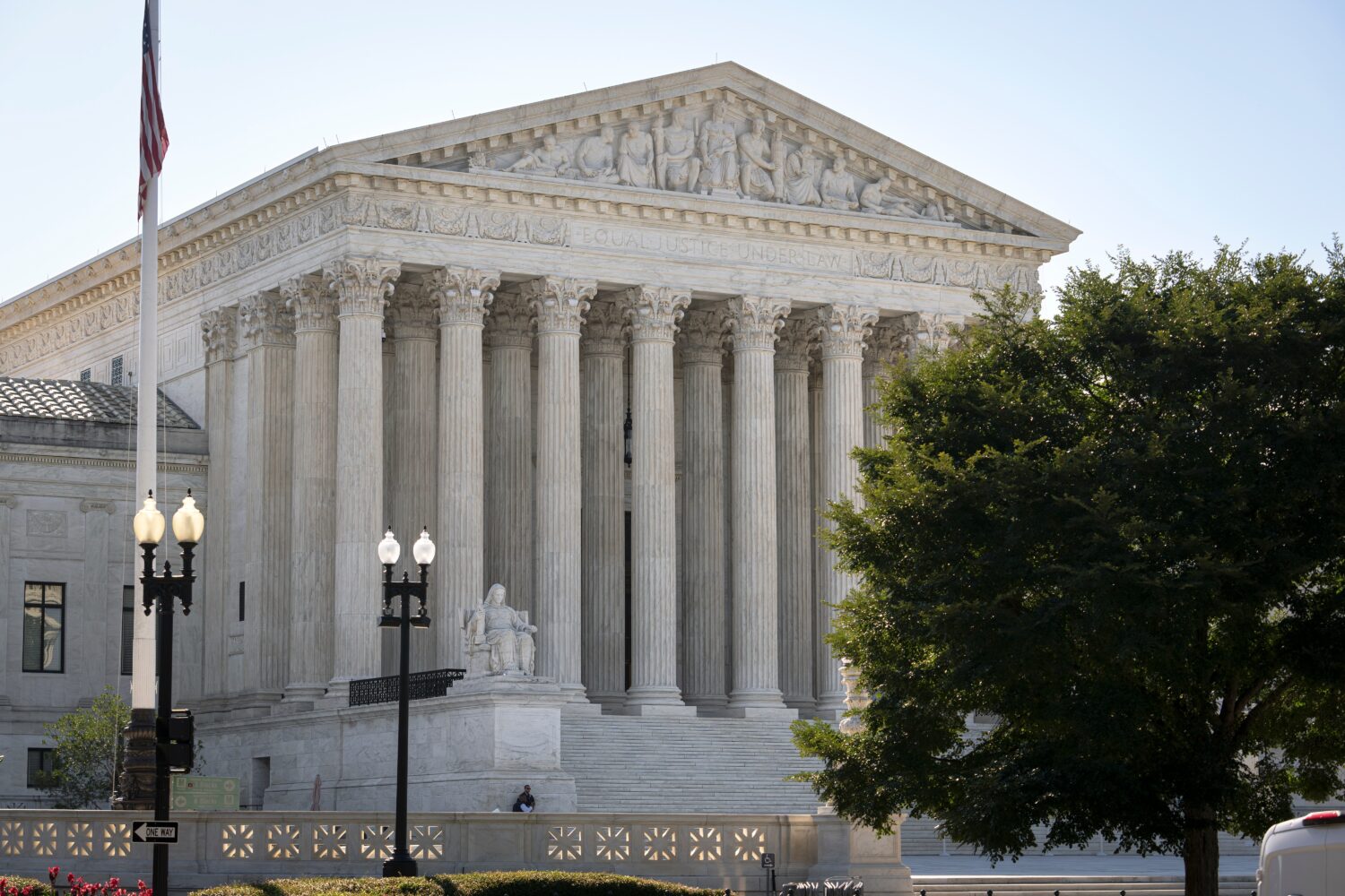 The Supreme Court is seen on the morning after the conservative majority sided with the Trump admin...