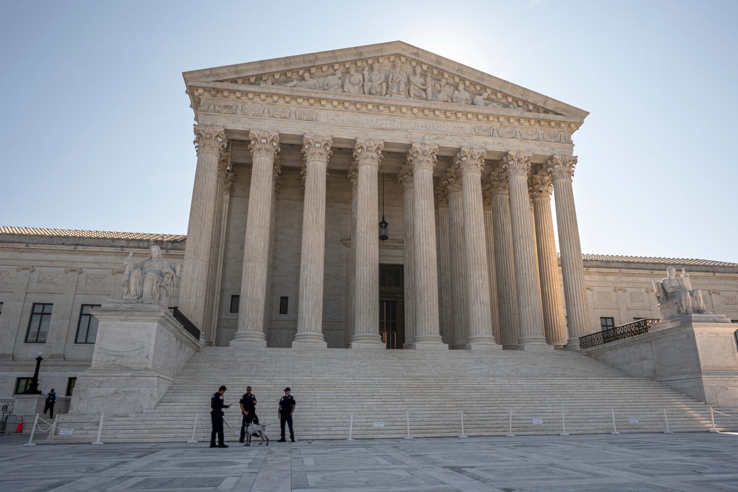 The Supreme Court is seen on the morning after the conservative majority sided with the Trump admin...