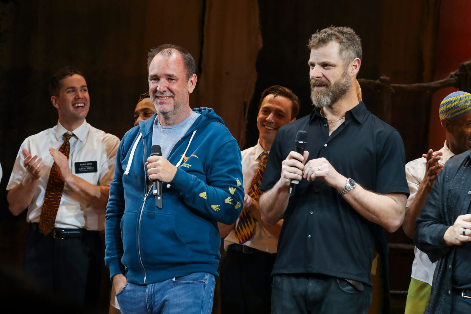 FILE - Trey Parker, left and Matt Stone, creators of the animated series "South Park," and the Broa...