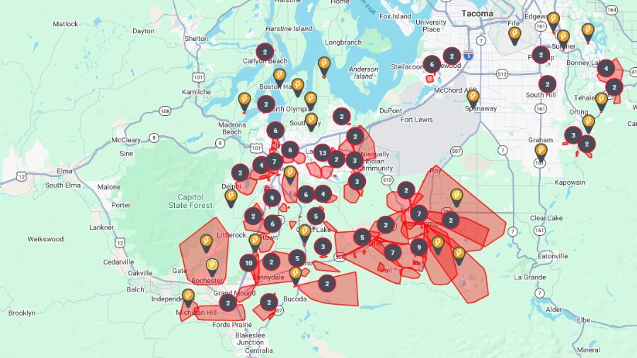 Thurston County power outages...