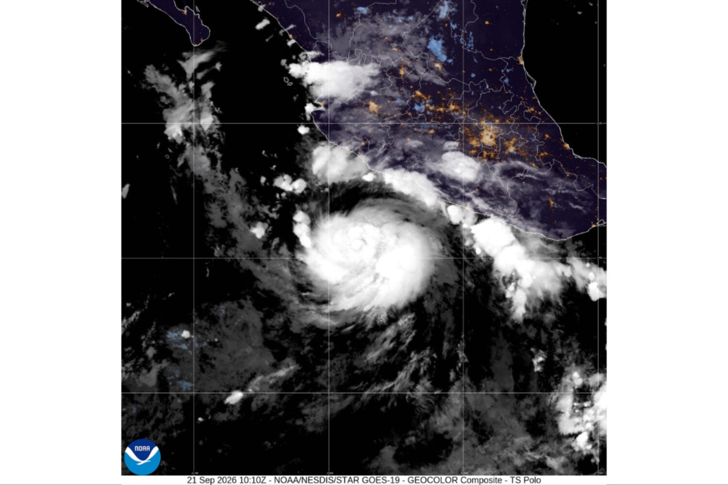 This satellite image from the National Oceanic and Atmospheric Administration shows Tropical Storm ...