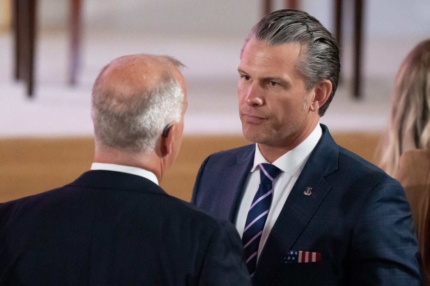 Defense Secretary Pete Hegseth arrives before an event to mark the launch of the America.gov websit...