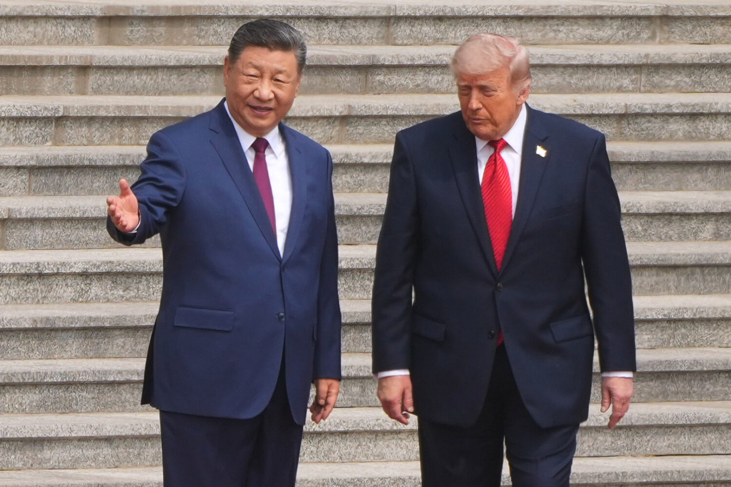 FILE - President Donald Trump participates in a welcome ceremony with China's President Xi Jinping ...