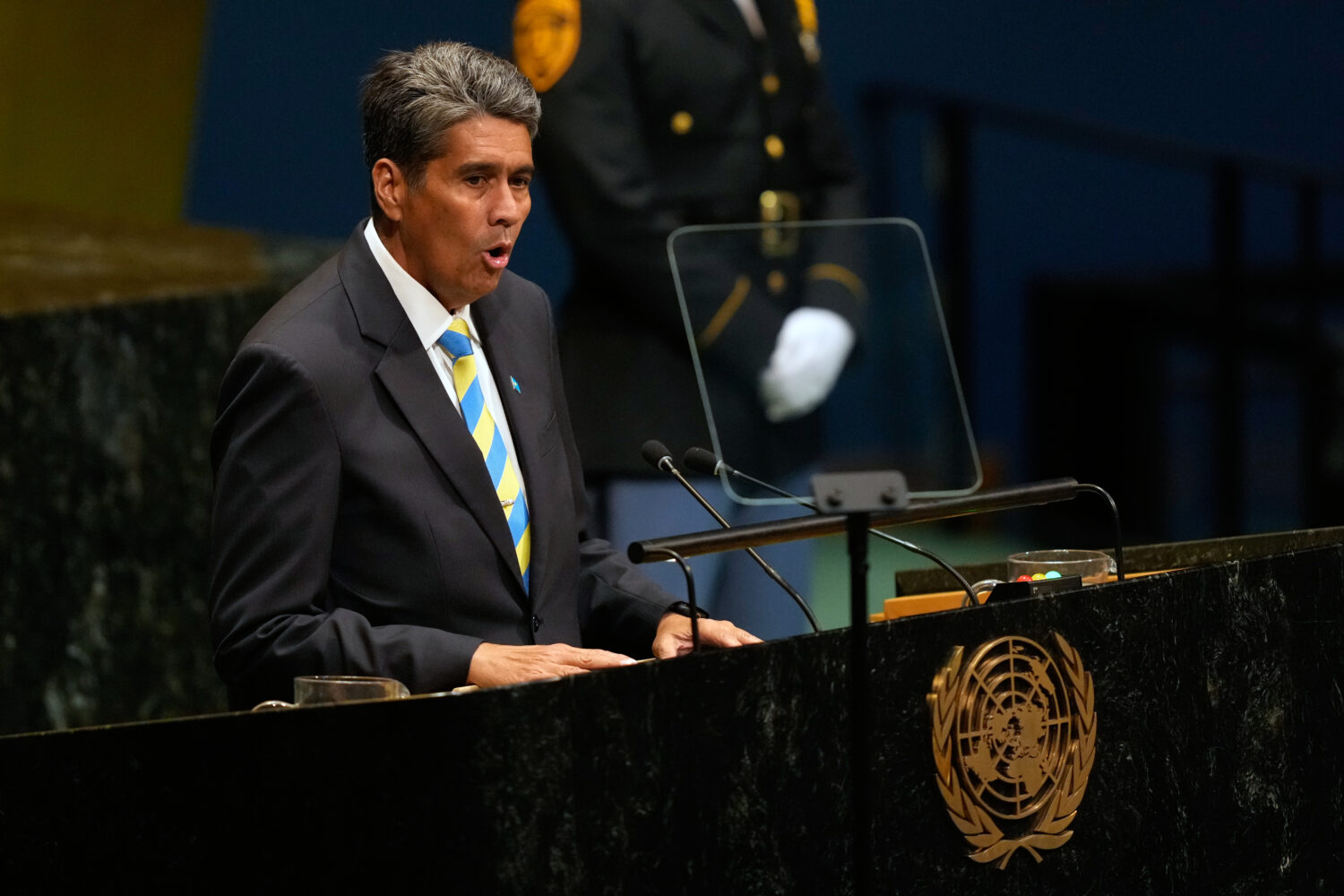 Palau's President Surangel Whipps Jr. speaks during the 81st session of the United Nations General ...