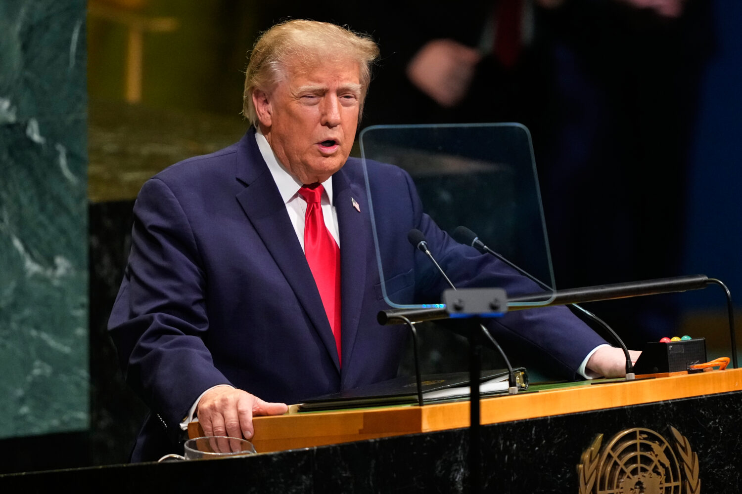 United States President Donald Trump speaks during the 81st session of the United Nations General A...