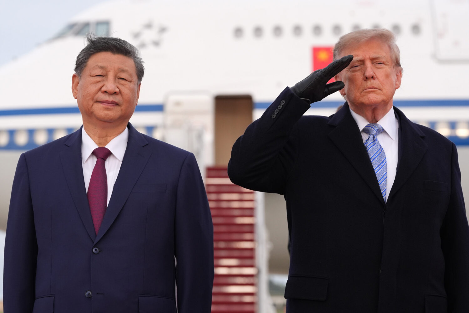 President Donald Trump and China's President Xi Jinping participate in an arrival ceremony at Joint...
