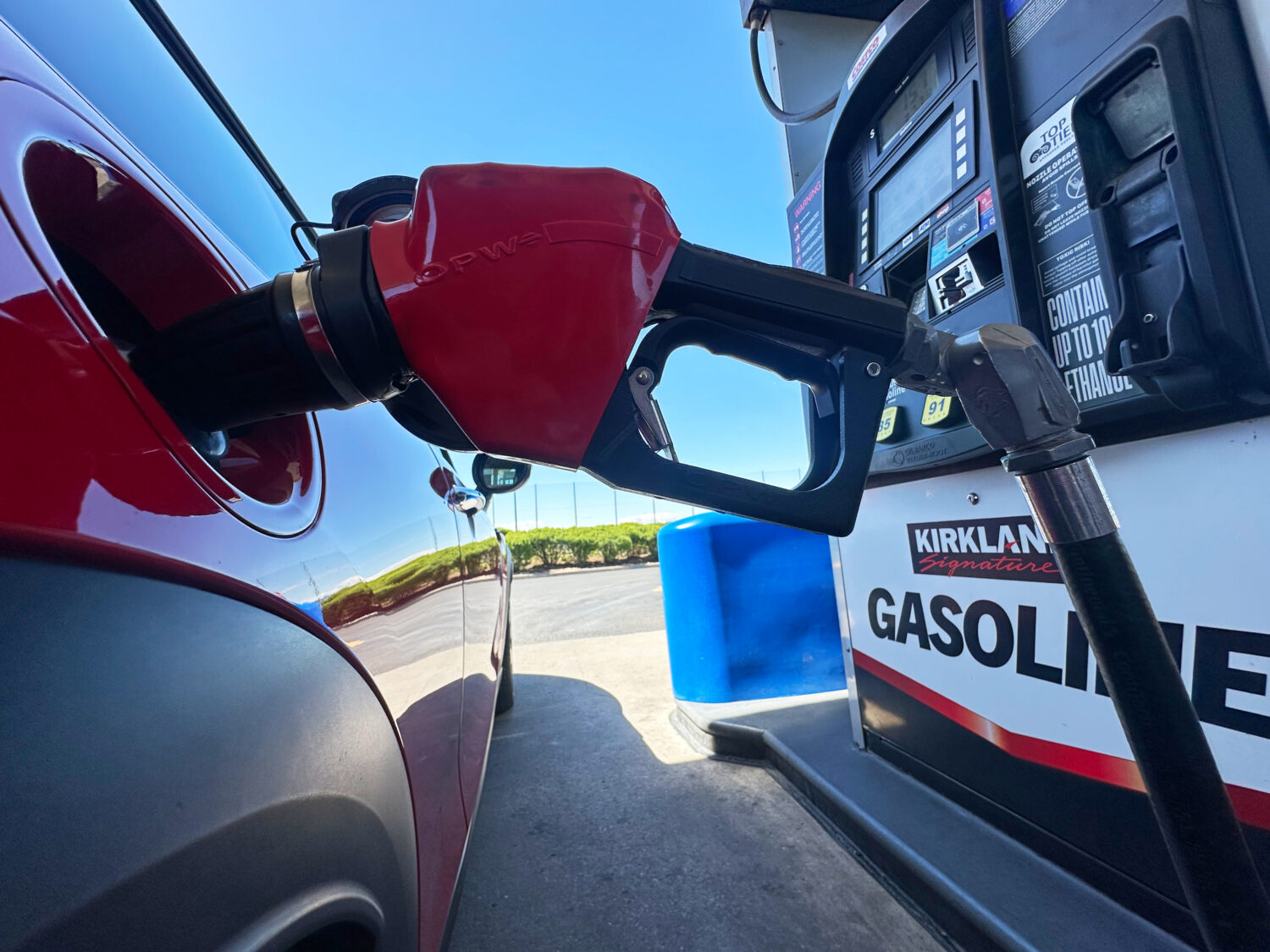 FILE - A motorist fills up the tank of a vehicle at a Costco gasoline station Wednesday, April 15, ...
