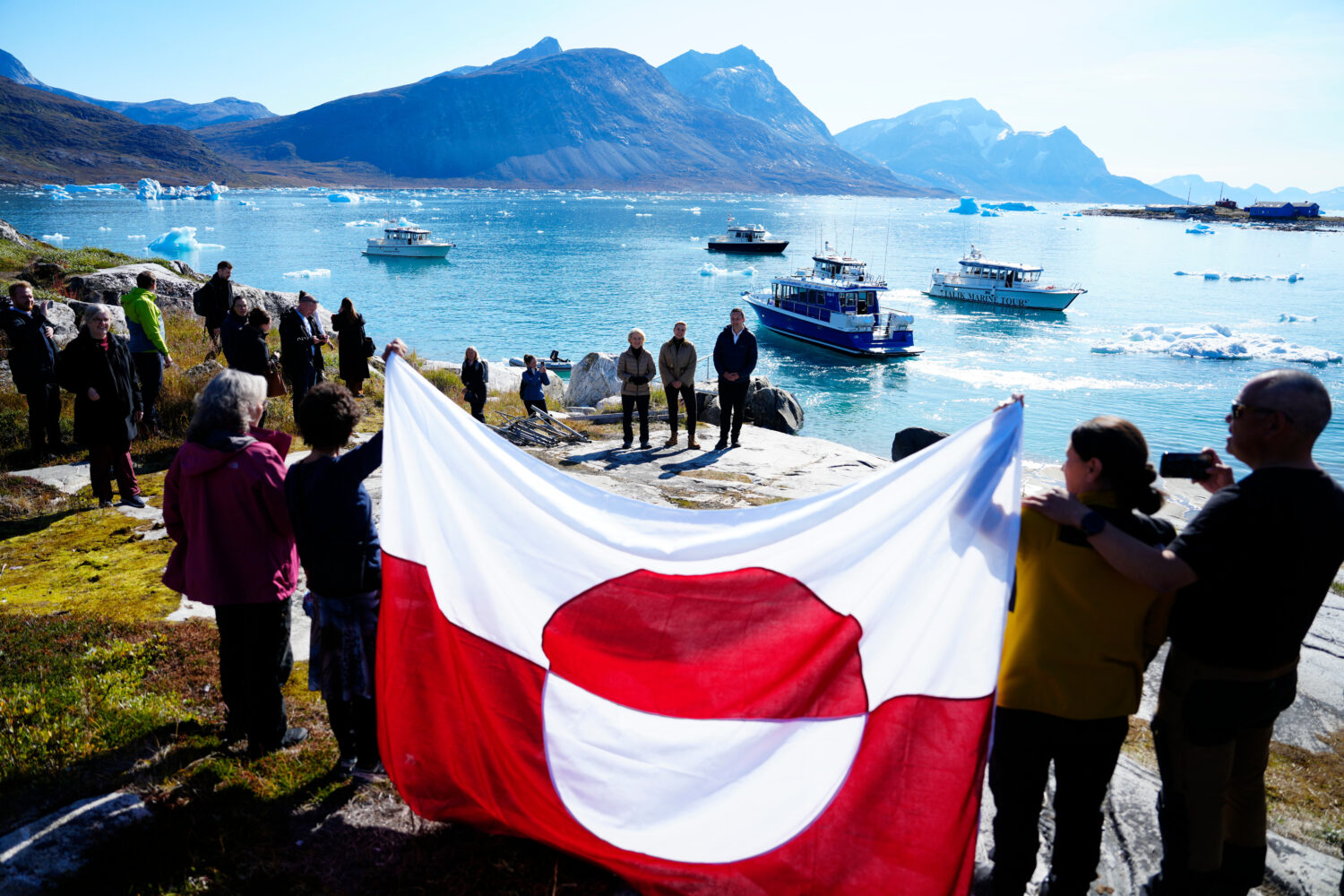 FILE - Denmark's Prime Minister Mette Frederiksen, Greenland's government leader Jens-Frederik Niel...