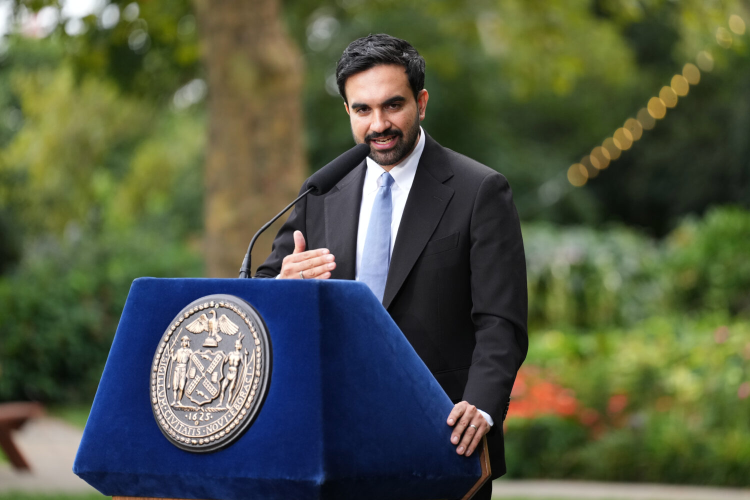 New York City Mayor Zohran Mamdani speaks to media after his meeting with President Donald Trump, M...