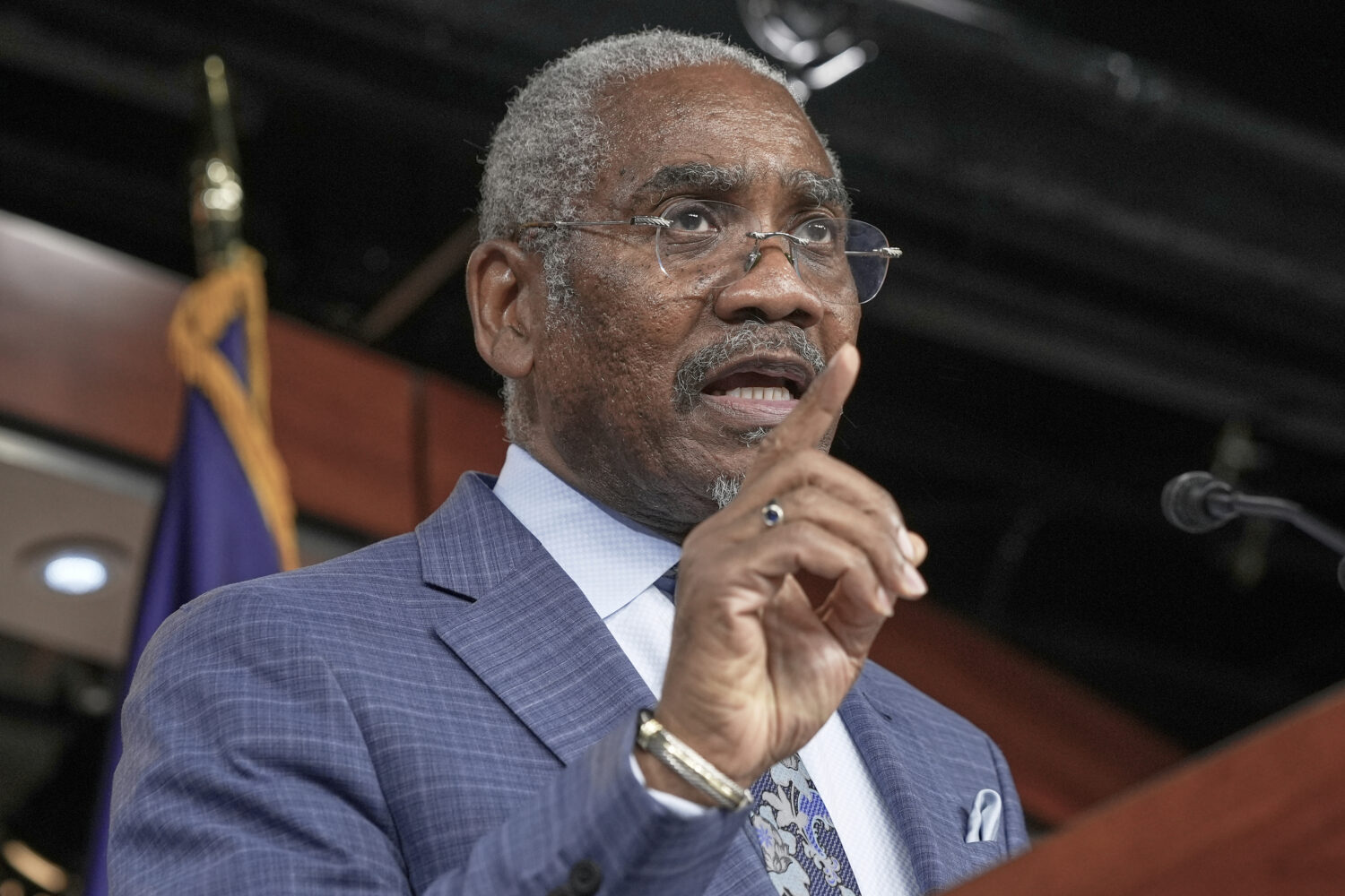 FILE - Rep. Gregory Meeks D-N.Y., speaks during a news conference at the U.S. Capitol, July 2, 2025...