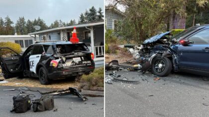4 officers hospitalized after stolen semi-truck rams patrol cars during pursuit through Everett