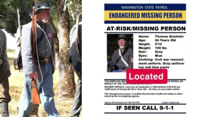 A missing 54-year-old man who was wearing a Civil War reenactment uniform has been found. (Photos: ...