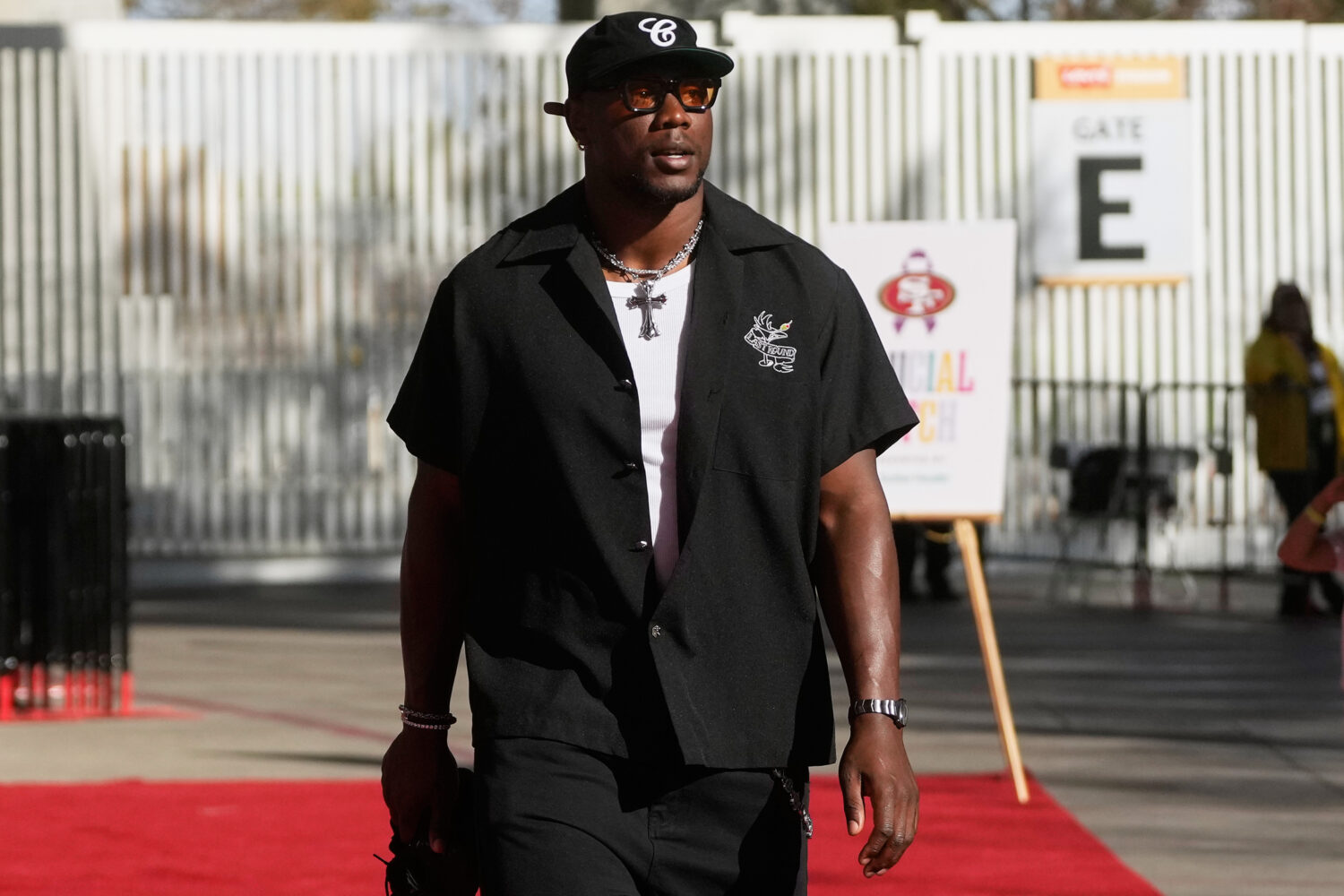 FILE - San Francisco 49ers defensive end Keion White arrives before an NFL football game against th...
