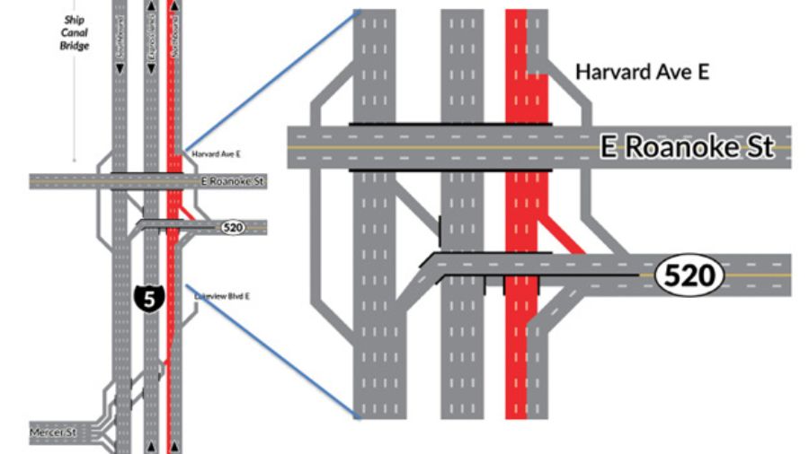 on-ramp I-5 northbound harvard avenue e...