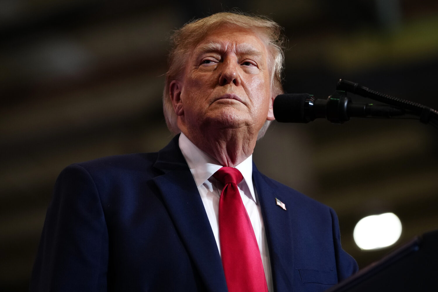 President Donald Trump speaks at a campaign rally at the T. Ed Garrison Arena, Wednesday, Oct. 21, ...
