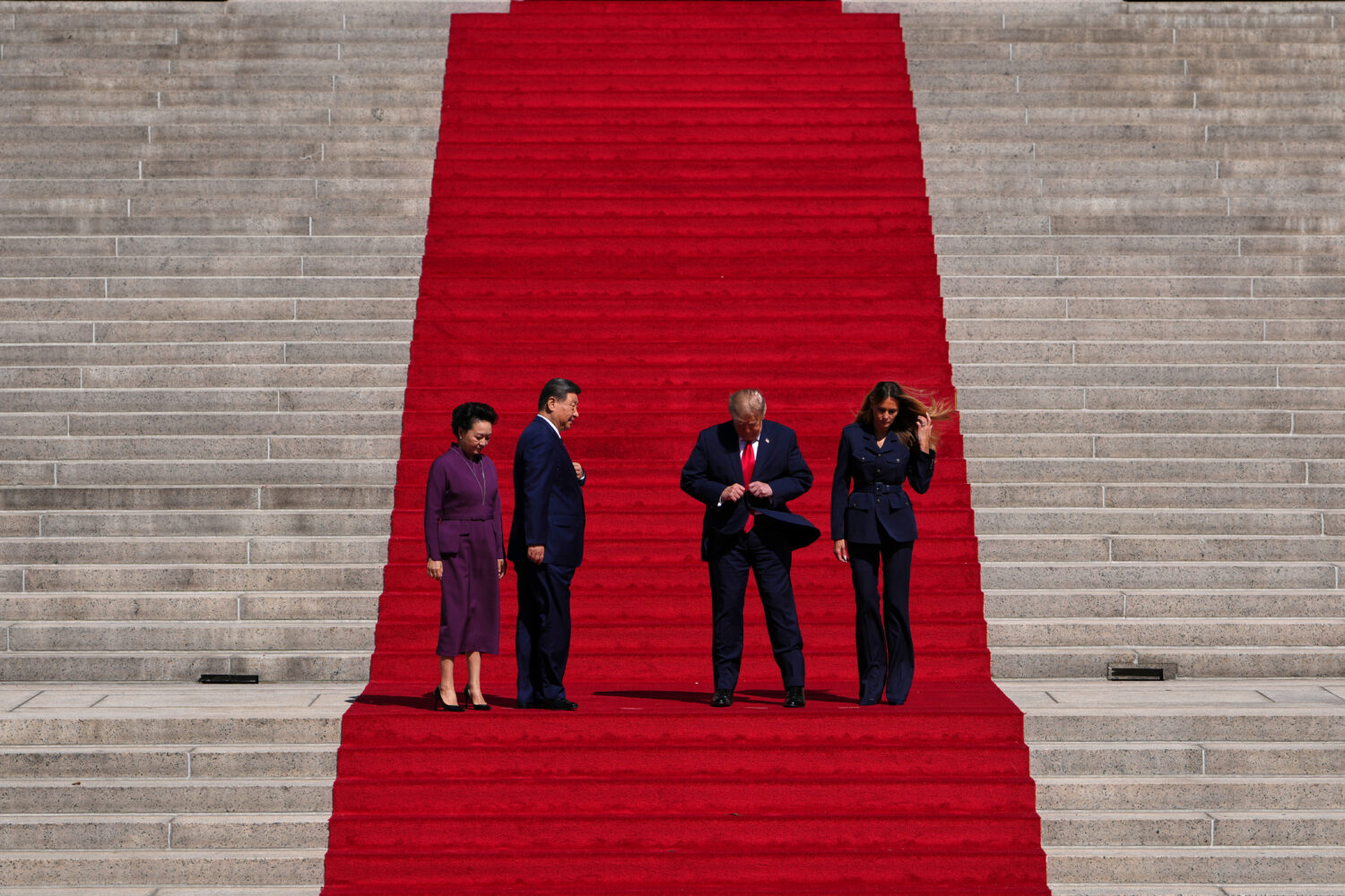 President Donald Trump, center right, first lady Melania Trump, right, China's President Xi Jinping...
