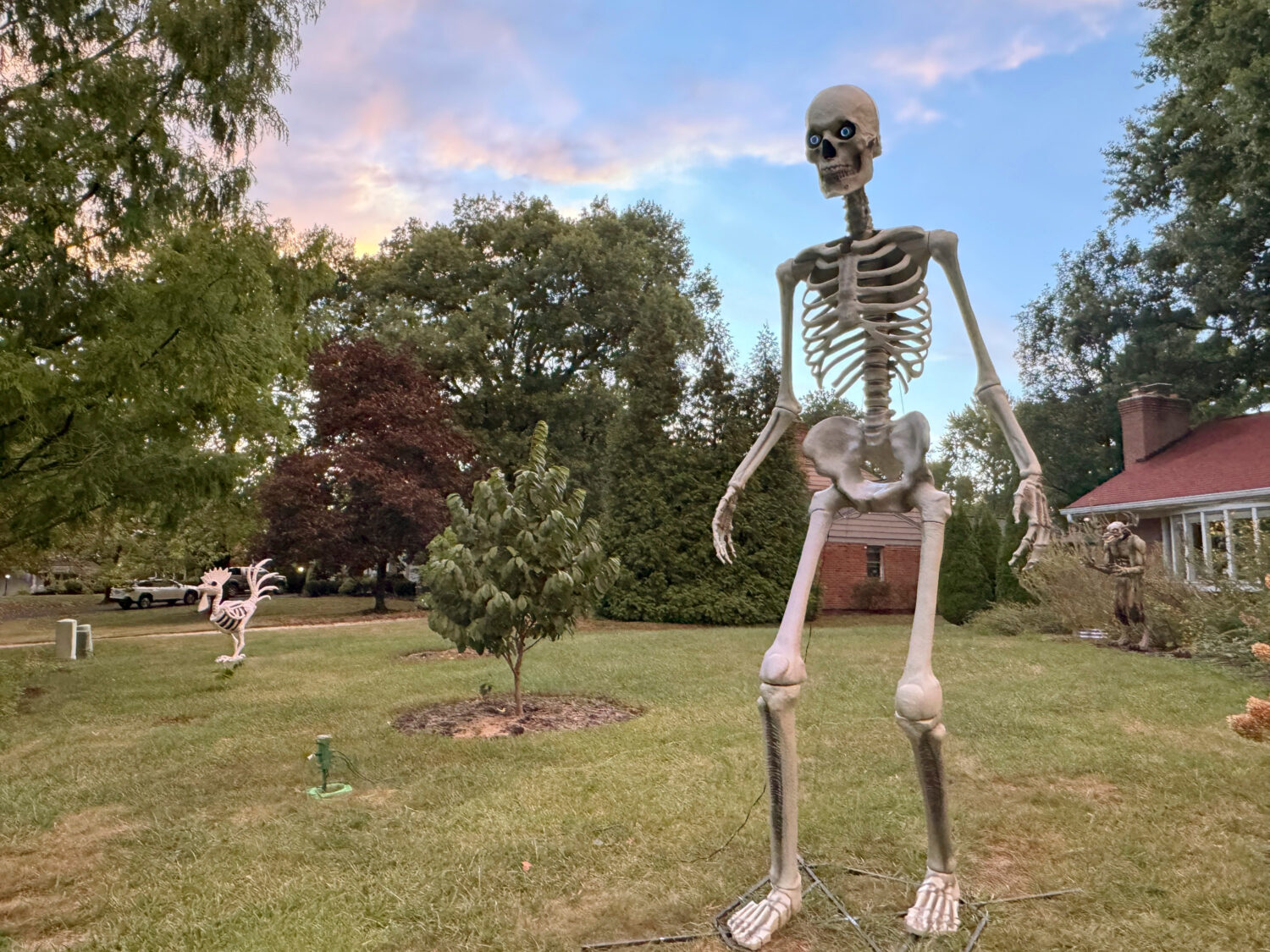 FILE - A 12-foot Home Depot skeleton stands in the front yard of a Cincinnati home on Sept. 24, 202...