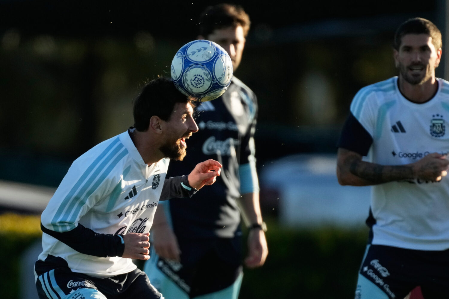 Argentina's Lionel Messi trains for his final game with the national team, an international friendl...
