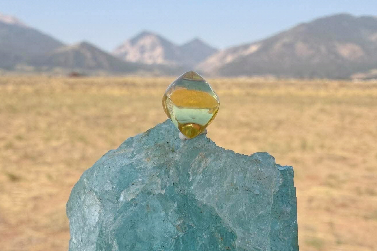 This photo provided by Jack Pearadin shows the American Dream diamond sitting on top of a large gem...