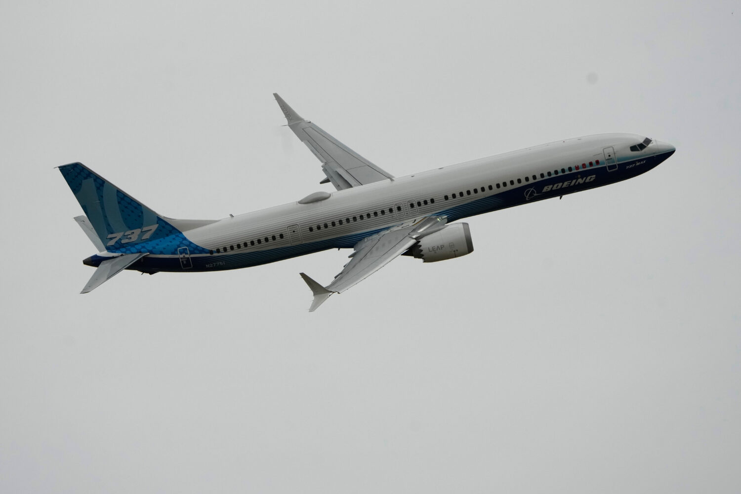 FILE - The Boeing 737 MAX 10 performs a demonstration flight during the Paris Air Show in Le Bourge...