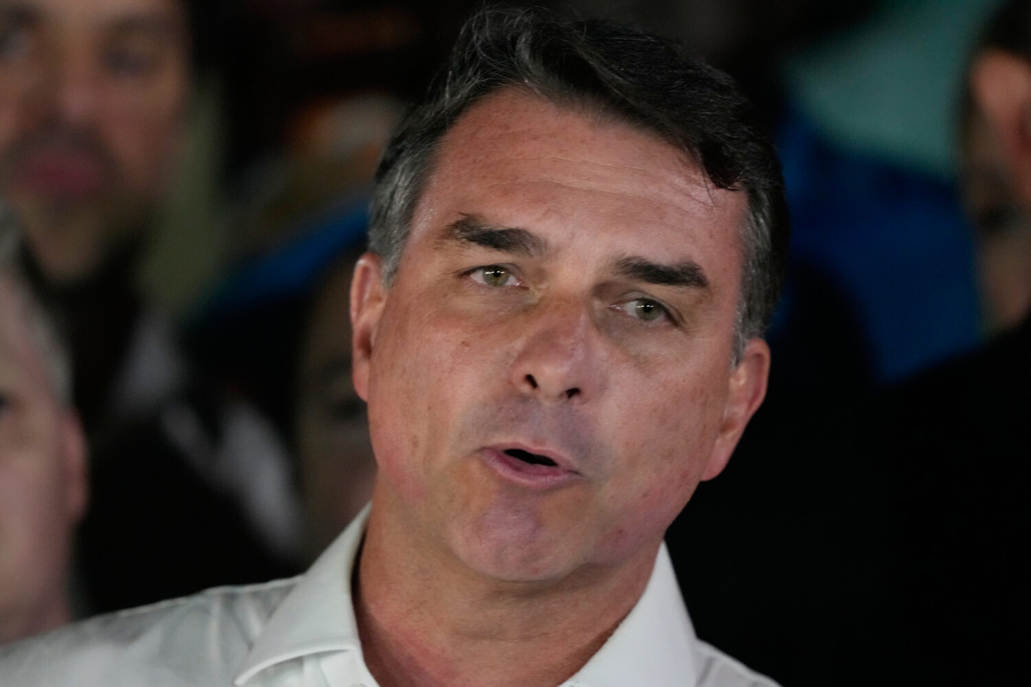 Opposition presidential candidate Sen. Flavio Bolsonaro speaks after the presidential runoff in Bra...