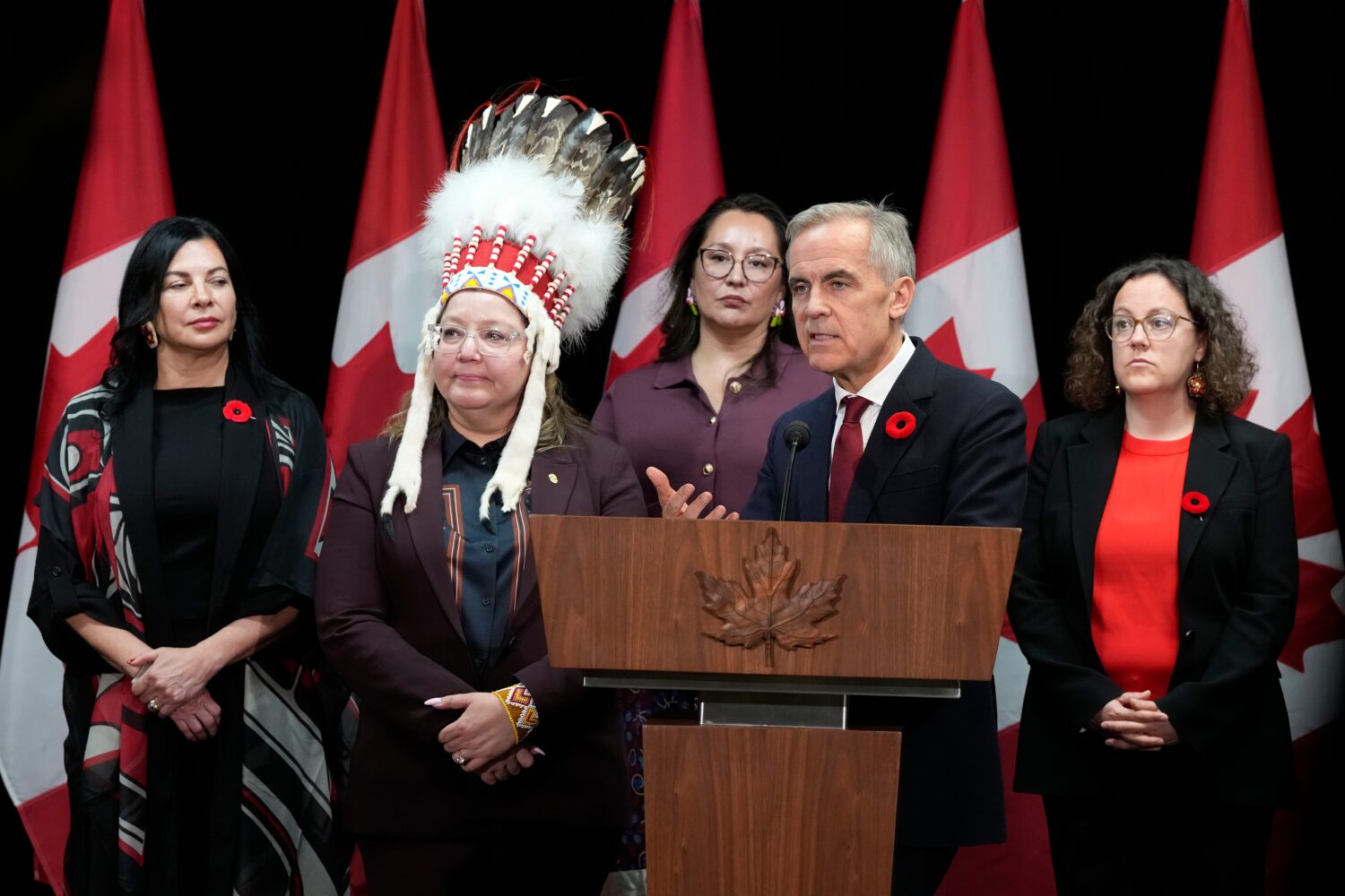 Minister of Northern and Arctic Affairs Rebecca Chartrand, left to right, AFN National Chief Cindy ...