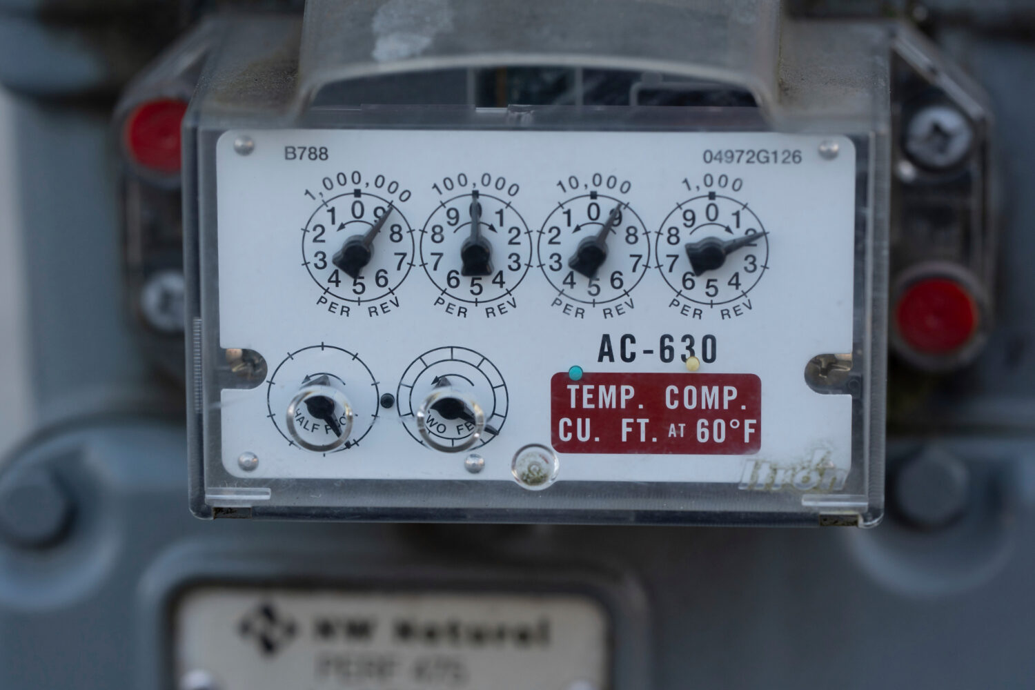 FILE - A natural gas meter operates Jan. 22, 2025, in Portland, Ore. (AP Photo/Jenny Kane, File)Cre...